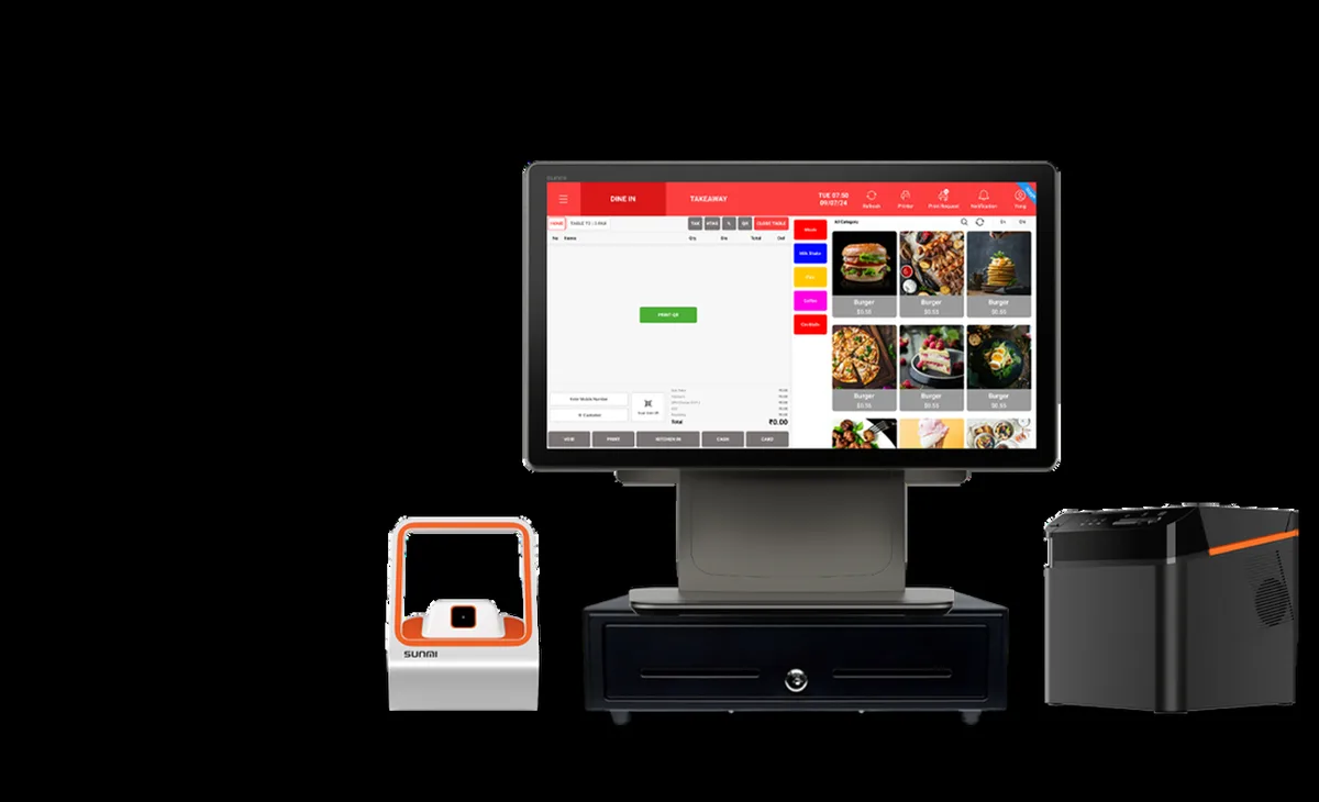 WarelyPOS terminal, barcode scanner and cash drawer