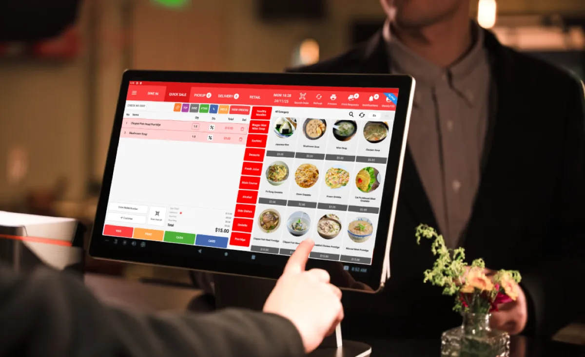 A counter where online and in-store customers land in one list